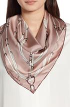 Women's Longchamp Belt Print Silk Scarf, Size - Pink