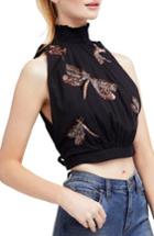 Women's Free People The Garden Embroidered Crop Top - Black