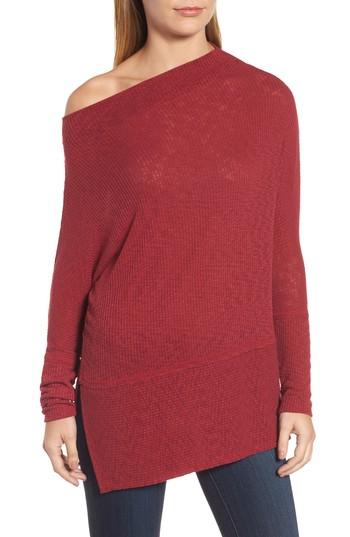 Women's Bobeau Convertible Wide Neck Top, Size - Burgundy