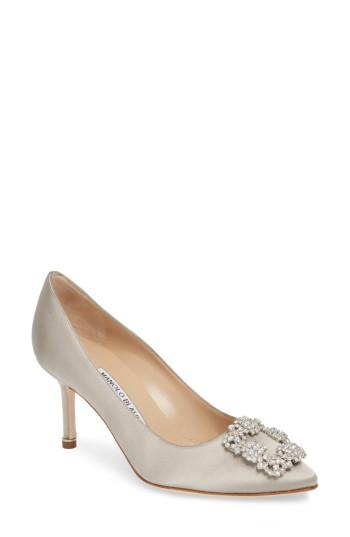 Women's Manolo Blahnik 'hangisi' Pointy Toe Pump .5us / 36.5eu - Grey