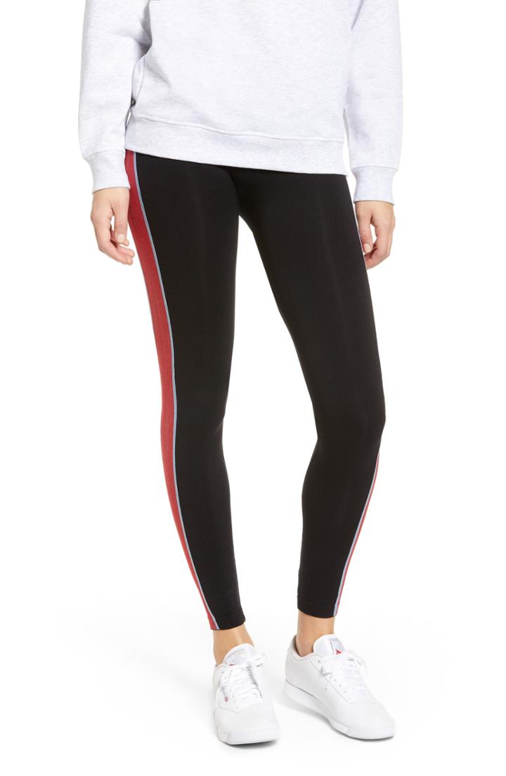 Women's Calvin Klein Logo Stripe Leggings - Black