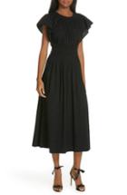 Women's Ulla Johnson Lottie Embroidered Midi Dress - Black