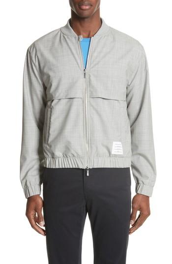 Men's Thom Browne Lightweight Wool Bomber Jacket - Grey