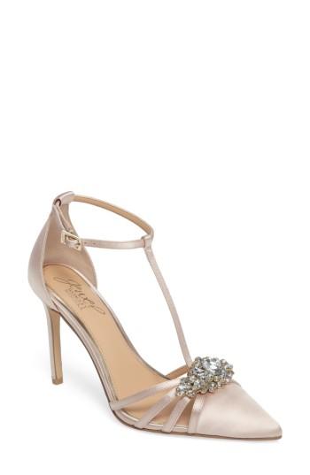 Women's Jewel Badgley Mischka Cabo Embellished Pointy Toe Pump .5 M - Metallic