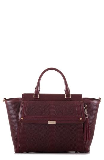 Brahmin Taylor Snake Embossed Leather Satchel - Burgundy