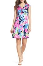 Women's Lilly Pulitzer Clare Floral Silk A-line Dress - Blue