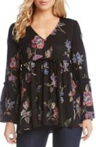 Women's Karen Kane Embroidered Ruffle Top - Black