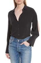 Women's Equipment Rossi Button Detail Silk Shirt - Black