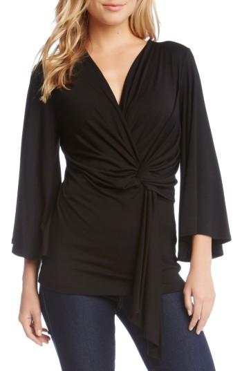 Women's Karen Kane Bell Sleeve Twist Front Top - Black