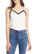 Petite Women's Halogen Lace Trim Camisole, Size P - Ivory