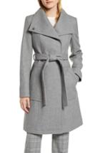 Women's Halogen Belted Wool Coat, Size - Grey