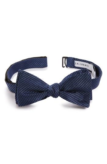 Men's Calibrate Stitch Stripe Silk Bow Tie, Size - Blue