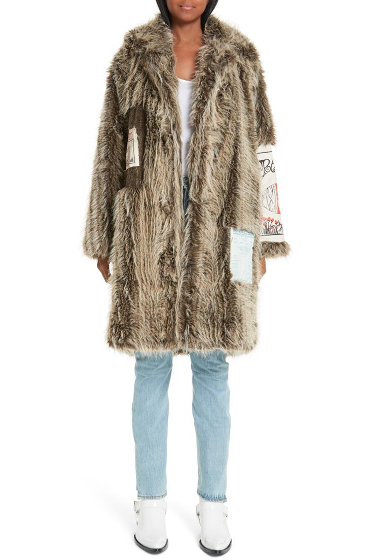 Women's Topshop Juno Faux Fur Leopard Jacket Us (fits Like 2-4) - Brown