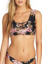 Women's Billabong Mellow Luv Plunge Reversible Bikini Top - Black