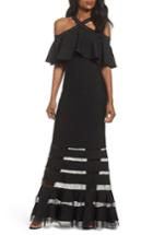 Women's Tadashi Shoji Jersey Cold-shoulder Gown - Black