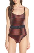 Women's Solid & Striped The Nina Belted One-piece Swimsuit - Blue