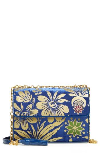 Tory Burch Fleming Printed Velvet Shoulder Bag - Blue