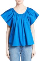 Women's Opening Ceremony Flutter Sleeve Sateen Top - Blue