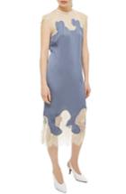 Women's Topshop Satin & Lace Midi Dress Us (fits Like 0) - Blue
