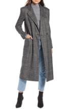 Women's Something Navy Plaid Topper Coat, Size - Black