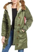 Women's Alpha Industries Elyse Water Resistant Winter Snorkel Parka With Faux-fur Trim - Green