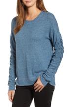 Women's Caslon Ruched Sleeve Pullover - Blue
