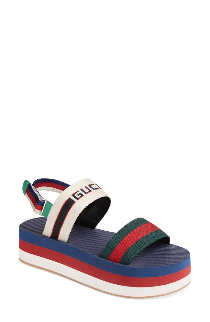 Women's Gucci Bedlam Slingback Flatform Sandal Us / 36eu - Blue
