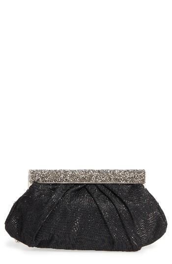 Natasha Couture Crystal Bar Clutch - Black