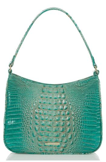 Brahmin Noelle Croc Embossed Leather Hobo Bag - Blue/green