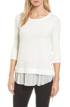 Women's Karen Kane Layer Look Lace-up Sweater - Ivory