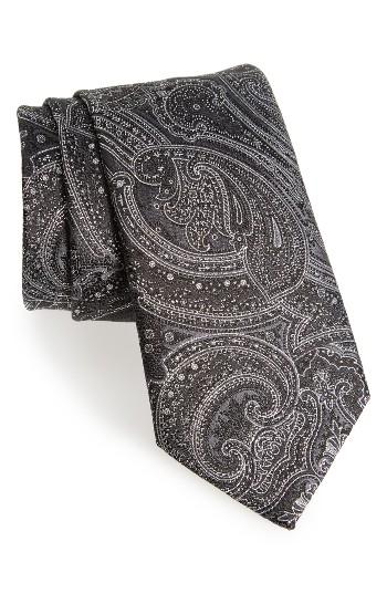 Men's Canali Paisley Silk Blend Tie, Size - Grey