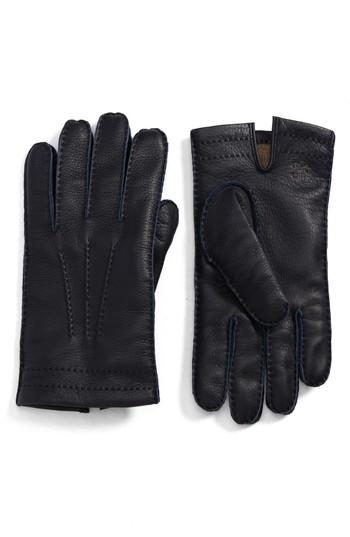 Men's Hickey Freeman Deerskin Leather Gloves - Blue