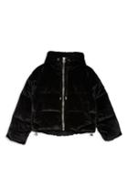 Women's Topshop Velvet Puffer Jacket Us (fits Like 0) - Black