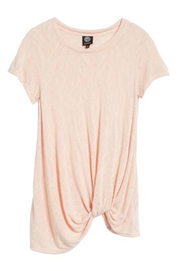 Petite Women's Bobeau Jessica Twist Hem Slub Tee, Size P - Pink