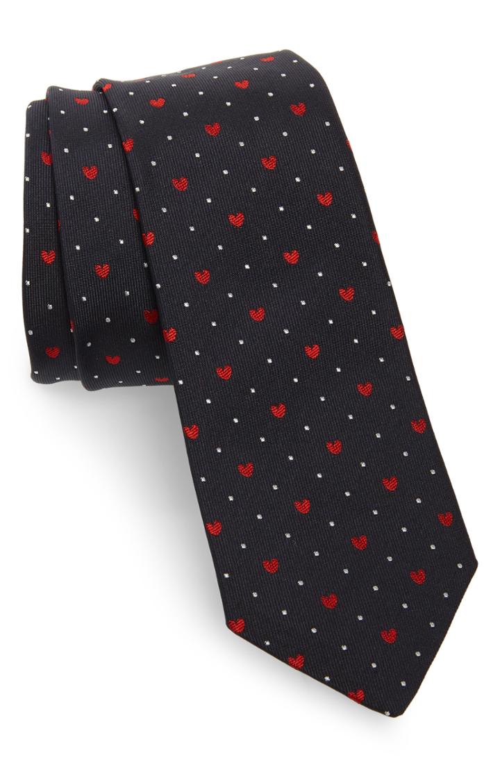 Men's Paul Smith Heart Silk Tie, Size - Blue