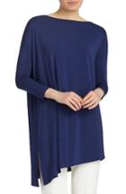 Women's Lafayette 148 New York Cultivated Crepe Jersey Asymmetrical Tunic, Size - Blue