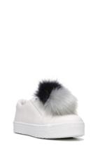 Women's Sam Edelman 'leya' Faux Fur Laceless Sneaker M - White