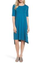 Petite Women's Eileen Fisher Jersey Asymmetrical A-line Dress, Size P - Blue/green