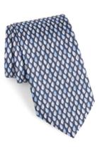 Men's Salvatore Ferragamo Felce Print Silk Tie, Size - Blue