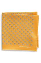 Men's Salvatore Ferragamo Golf Print Silk Pocket Square, Size - Yellow
