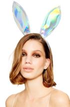 Topshop Iridescent Bunny Ear Headband, Size - Metallic