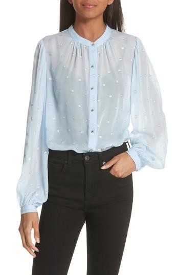 Women's Veronica Beard Ashlynn Dot Jacquard Blouse - Blue
