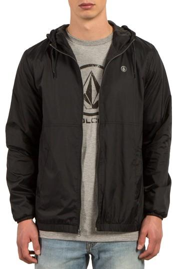 Men's Volcom Ermont Hooded Windbreaker, Size - Black