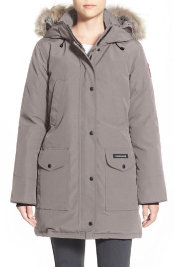 Women's Canada Goose 'trillium' Regular Fit Down Parka With Genuine Coyote Fur Trim (10-12) - Green