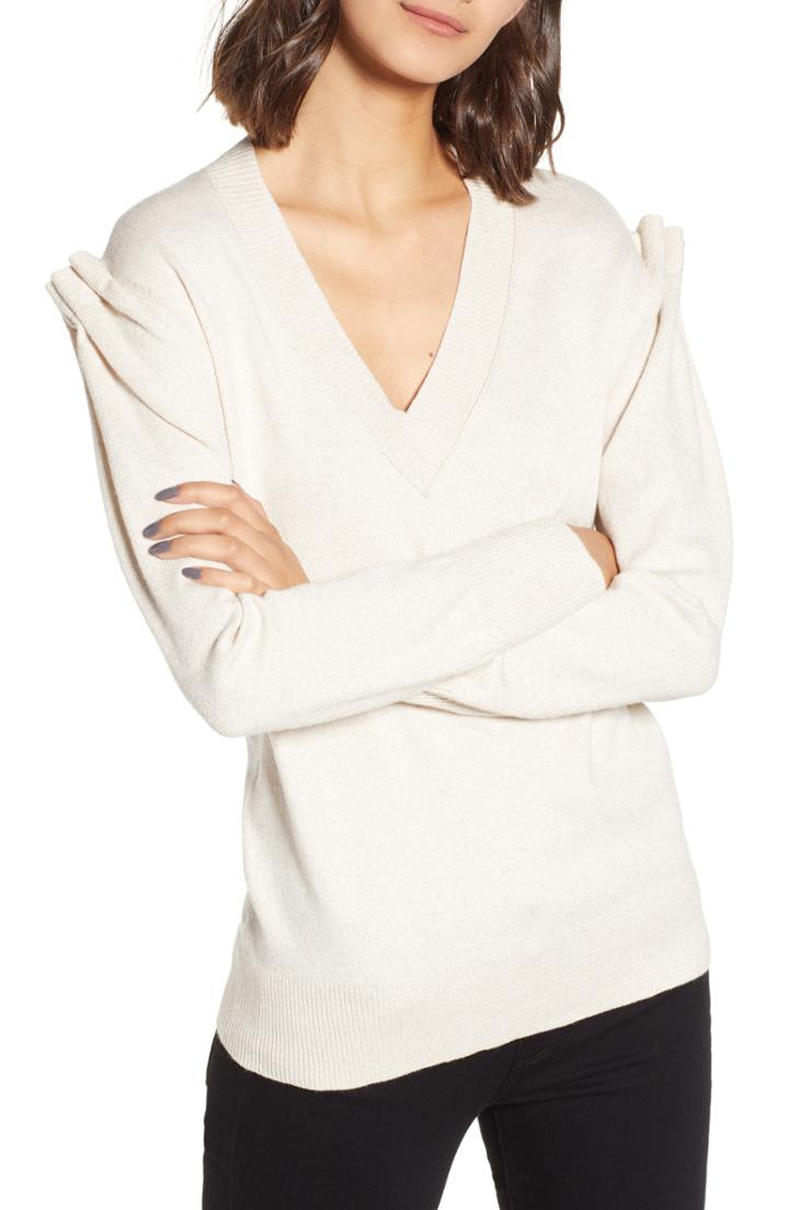 Women's Chelsea28 Pleat Shoulder Sweater, Size - Black