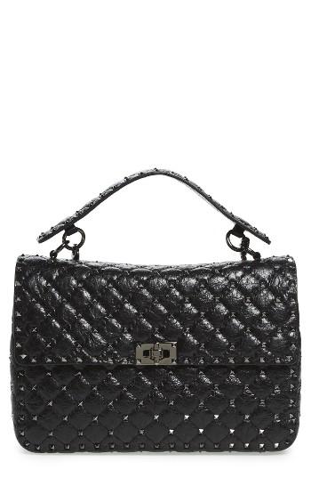 Valentino Rockstud Leather Top Handle Satchel -