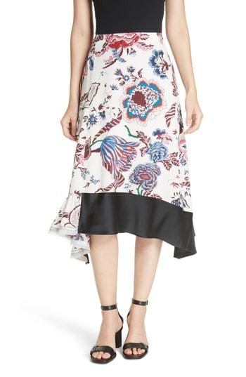 Women's Tory Burch Floral Silk Midi Skirt - Ivory