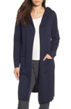 Women's Eileen Fisher Organic Cotton Hooded Cardigan, Size - Blue