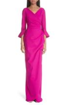 Women's Chiara Boni La Petite Robe Ruffle Cuff Side Drape Gown - Pink