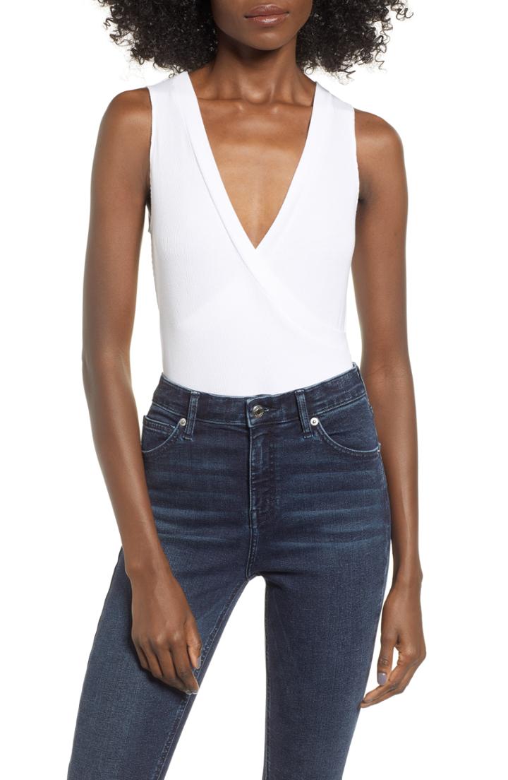 Women's Leith Ribbed Bodysuit, Size - White